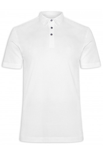 Polo Masculina Jersey Algodão Pima Logo Surton (PA) - Branco