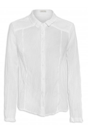 Camisa Feminina Acinturada Voil Amassadinho - Branco