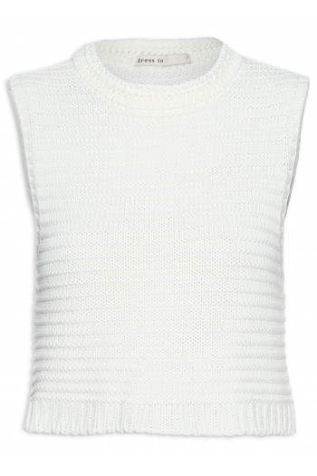 Blusa Feminina Tricot Quadradinha - Branco